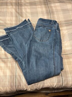 Democracy Mid-Wash Boot Cut Jeans with Raw Hem